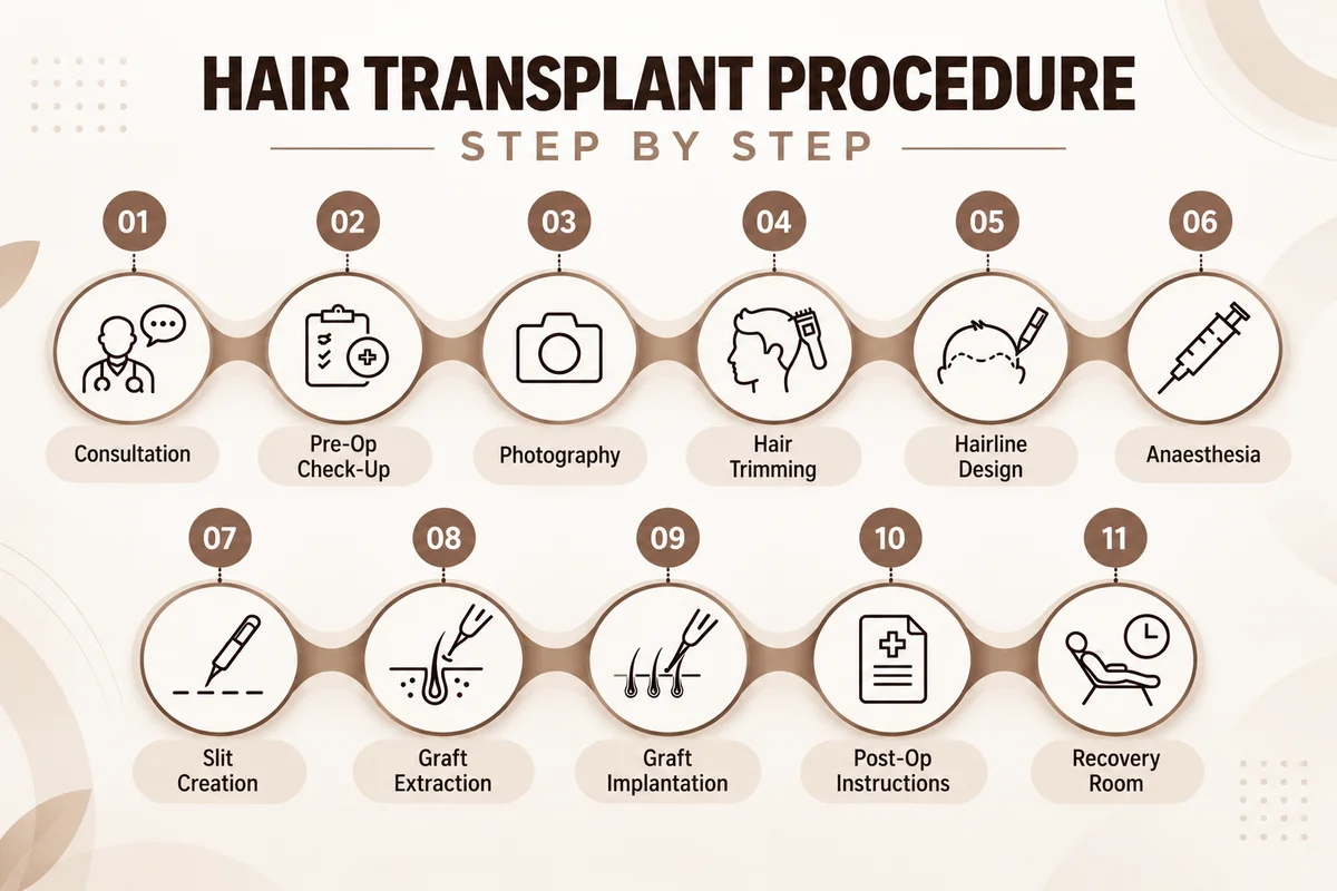Hair transplant process step by step